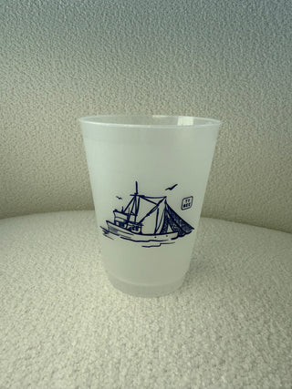 Tybee Island Shrimp Boat TYB Frosted Cups (Set of 10)