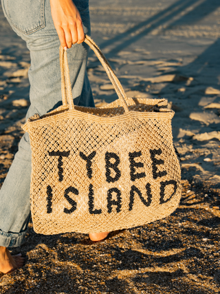 Natural Tybee Island Handwoven Jute Beach Bag