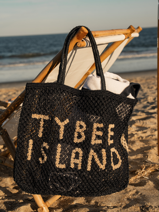 Navy Tybee Island Handwoven Jute Beach Bag